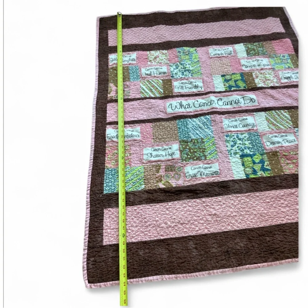 Handmade What Cancer Cannot Do Motivational Quilt for Cancer Warriors Pink Brown